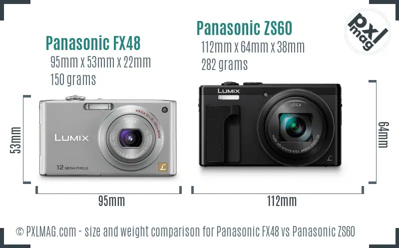 Panasonic FX48 vs Panasonic ZS60 size comparison