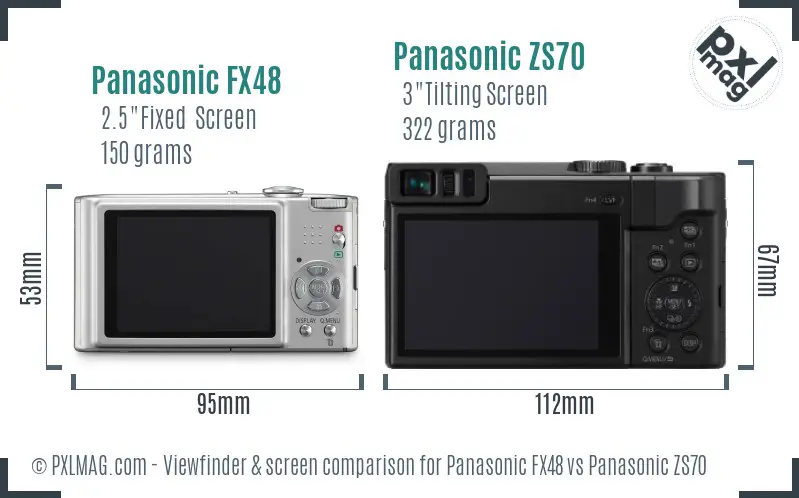 Panasonic FX48 vs Panasonic ZS70 Screen and Viewfinder comparison