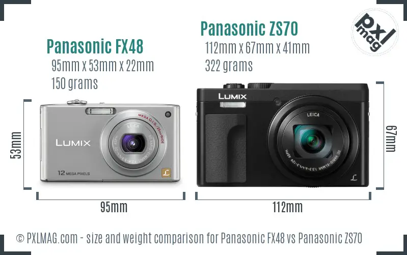 Panasonic FX48 vs Panasonic ZS70 size comparison