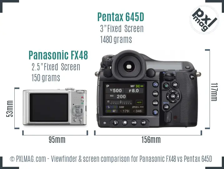 Panasonic FX48 vs Pentax 645D Screen and Viewfinder comparison
