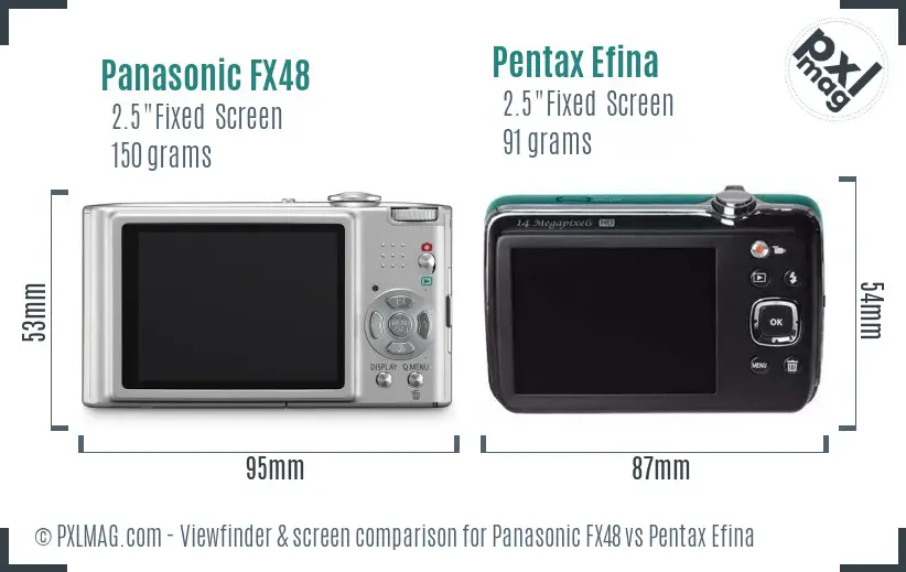Panasonic FX48 vs Pentax Efina Screen and Viewfinder comparison