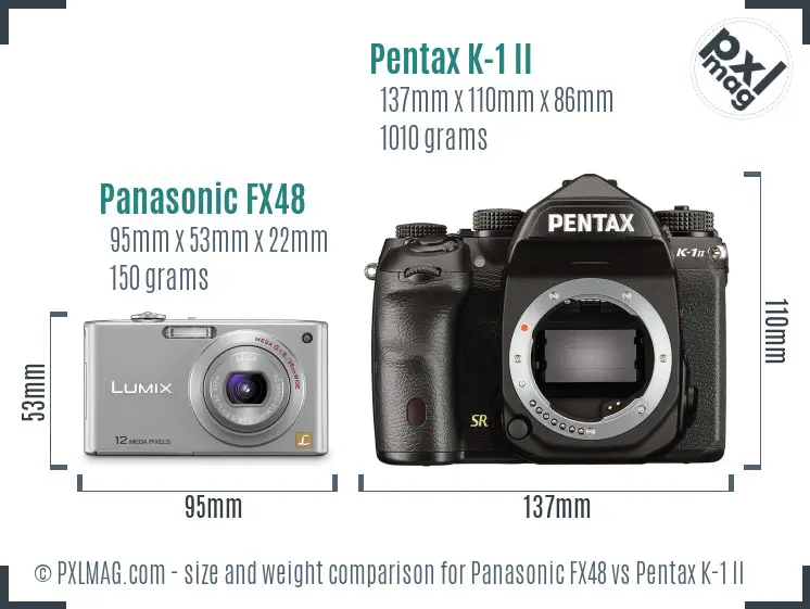 Panasonic FX48 vs Pentax K-1 II size comparison