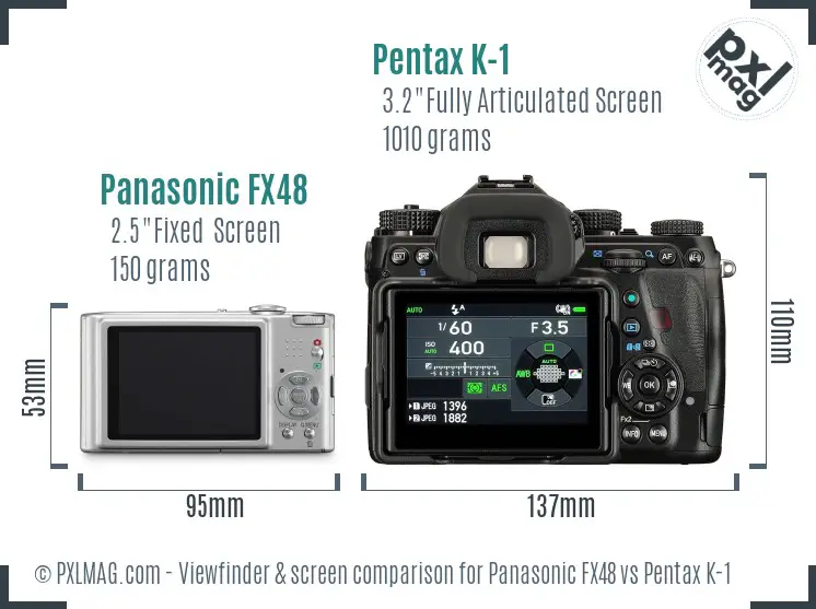 Panasonic FX48 vs Pentax K-1 Screen and Viewfinder comparison