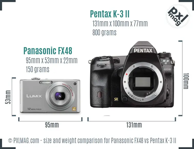 Panasonic FX48 vs Pentax K-3 II size comparison