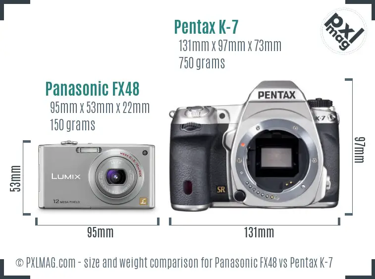 Panasonic FX48 vs Pentax K-7 size comparison