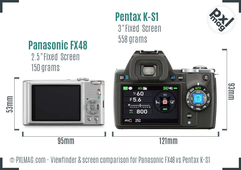 Panasonic FX48 vs Pentax K-S1 Screen and Viewfinder comparison