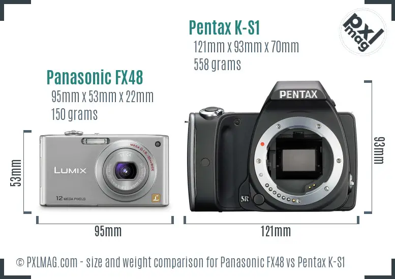 Panasonic FX48 vs Pentax K-S1 size comparison