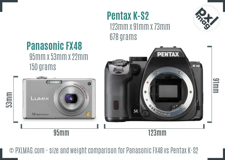 Panasonic FX48 vs Pentax K-S2 size comparison