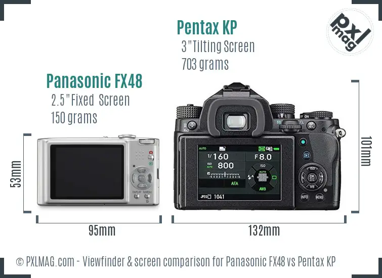 Panasonic FX48 vs Pentax KP Screen and Viewfinder comparison