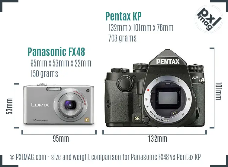 Panasonic FX48 vs Pentax KP size comparison