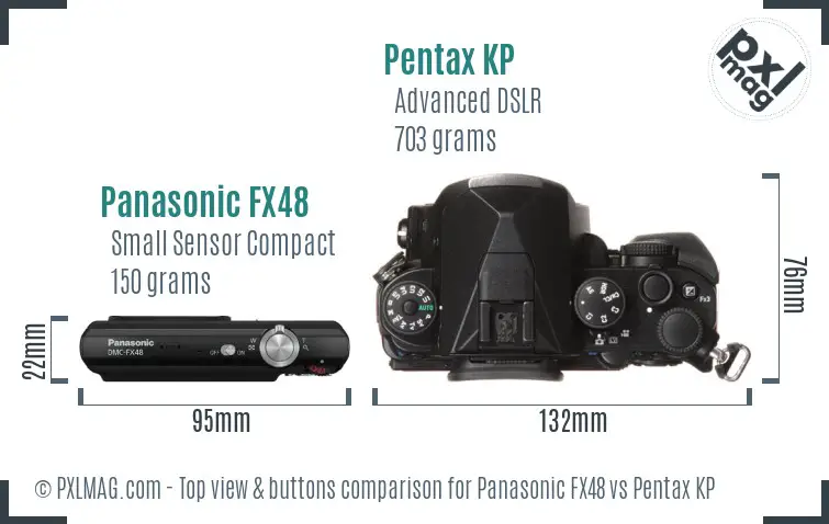 Panasonic FX48 vs Pentax KP top view buttons comparison