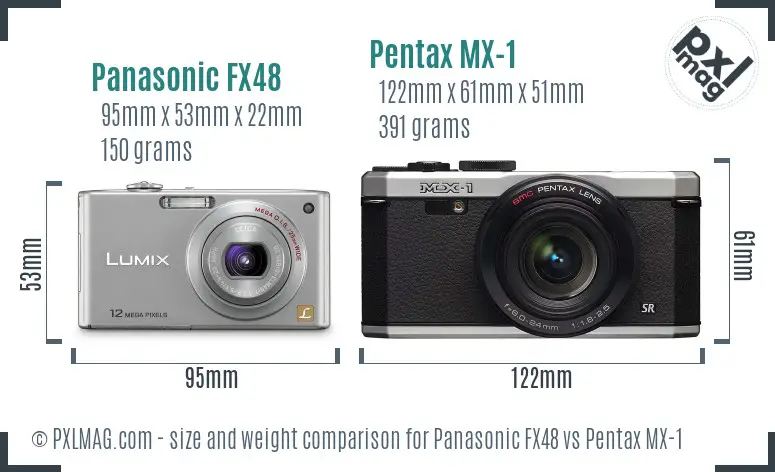 Panasonic FX48 vs Pentax MX-1 size comparison