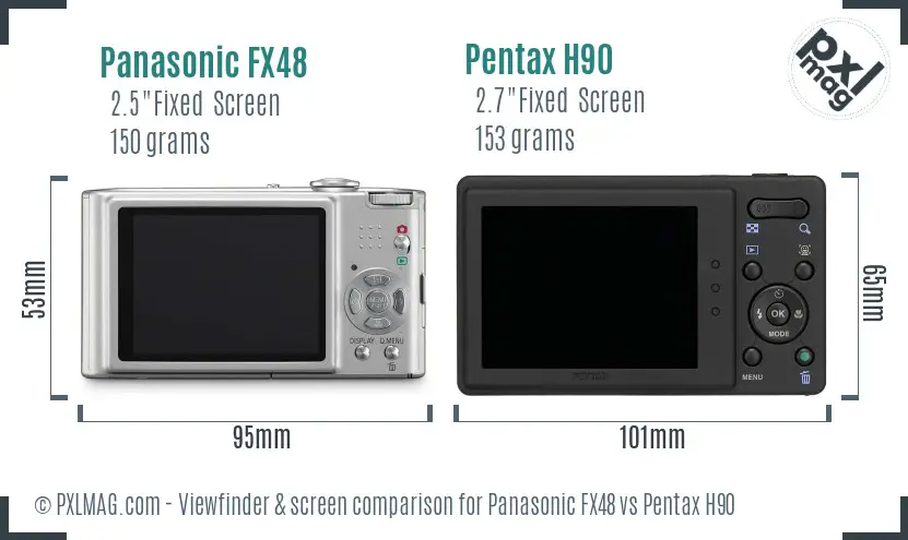 Panasonic FX48 vs Pentax H90 Screen and Viewfinder comparison