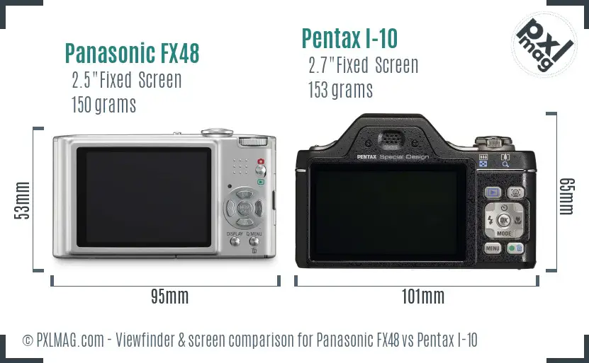 Panasonic FX48 vs Pentax I-10 Screen and Viewfinder comparison