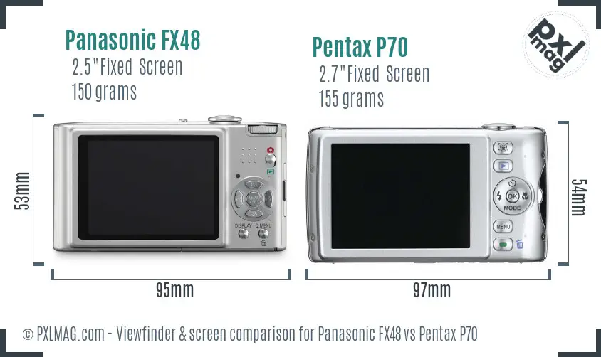 Panasonic FX48 vs Pentax P70 Screen and Viewfinder comparison