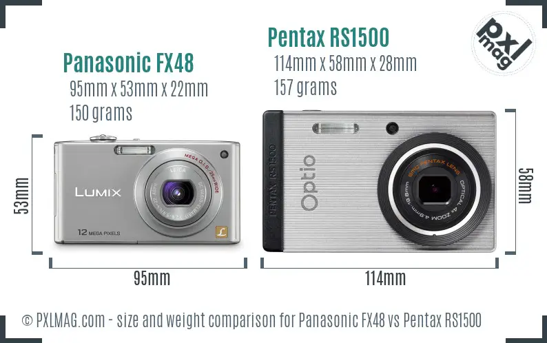 Panasonic FX48 vs Pentax RS1500 size comparison