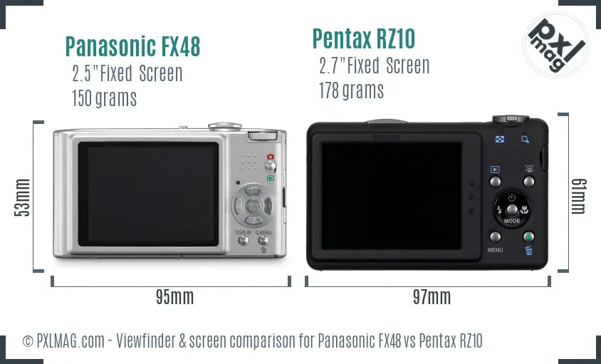 Panasonic FX48 vs Pentax RZ10 Screen and Viewfinder comparison