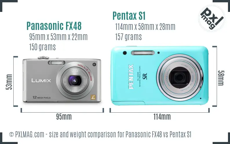 Panasonic FX48 vs Pentax S1 size comparison