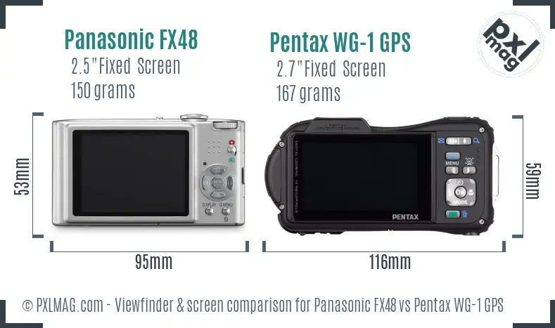 Panasonic FX48 vs Pentax WG-1 GPS Screen and Viewfinder comparison