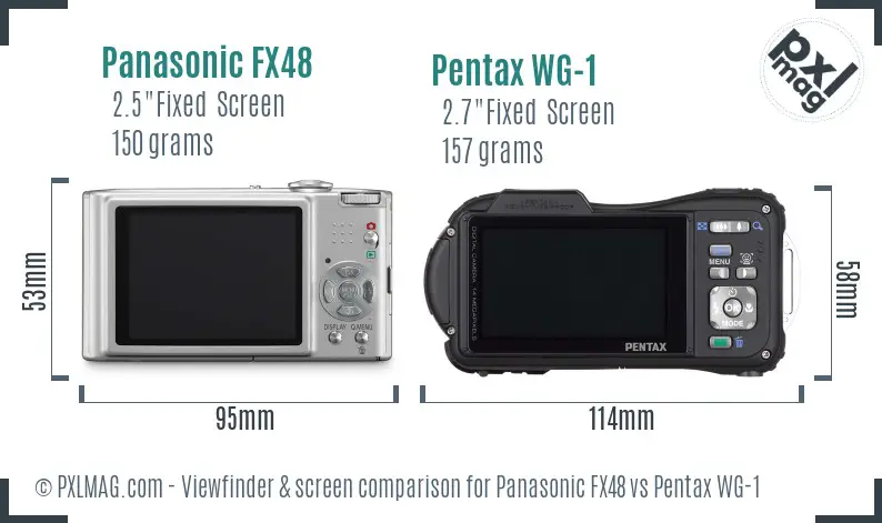 Panasonic FX48 vs Pentax WG-1 Screen and Viewfinder comparison