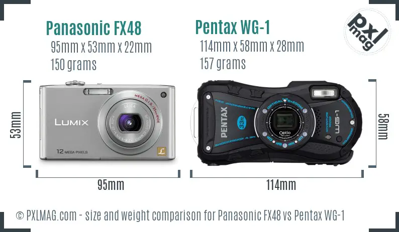 Panasonic FX48 vs Pentax WG-1 size comparison