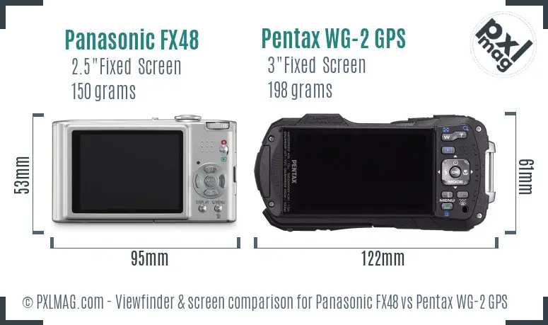 Panasonic FX48 vs Pentax WG-2 GPS Screen and Viewfinder comparison