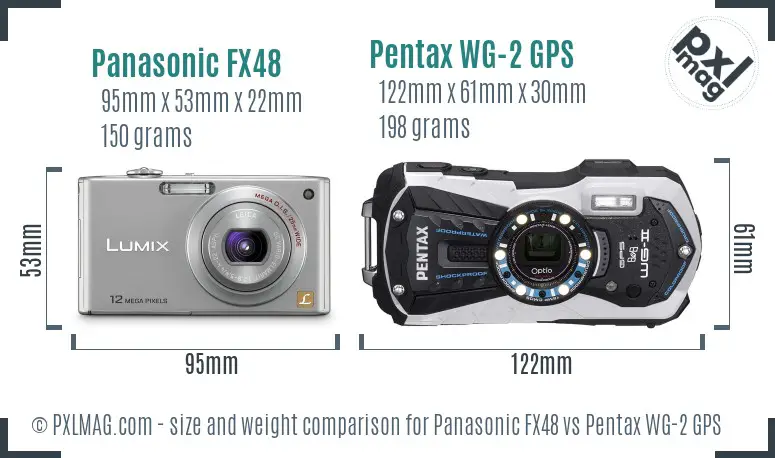 Panasonic FX48 vs Pentax WG-2 GPS size comparison