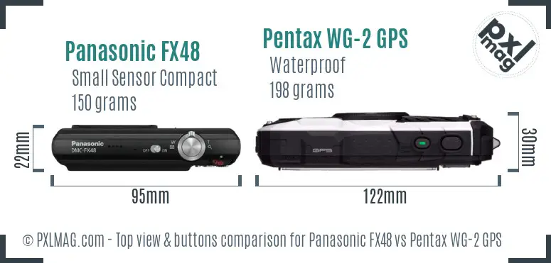 Panasonic FX48 vs Pentax WG-2 GPS top view buttons comparison