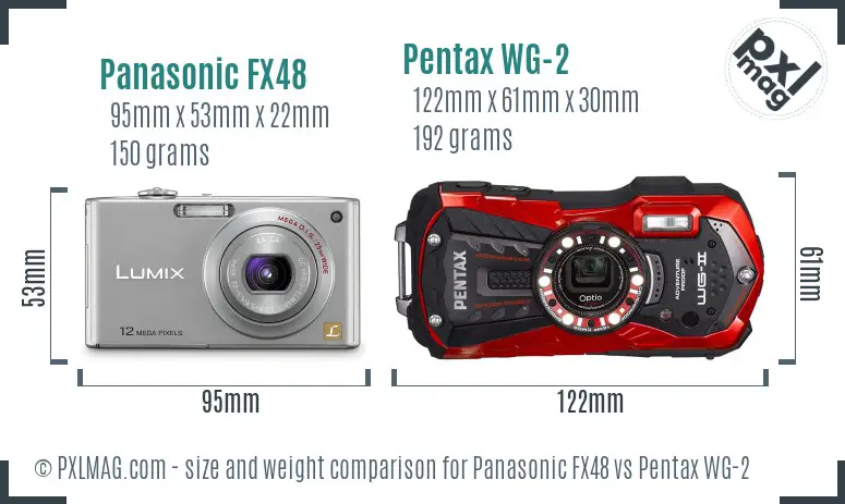 Panasonic FX48 vs Pentax WG-2 size comparison