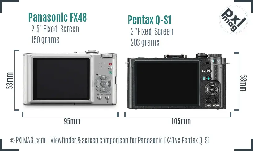 Panasonic FX48 vs Pentax Q-S1 Screen and Viewfinder comparison