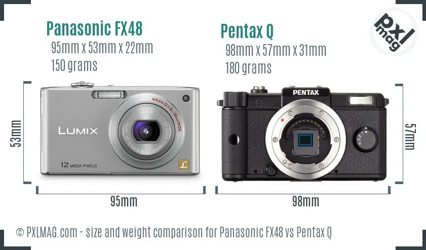 Panasonic FX48 vs Pentax Q size comparison