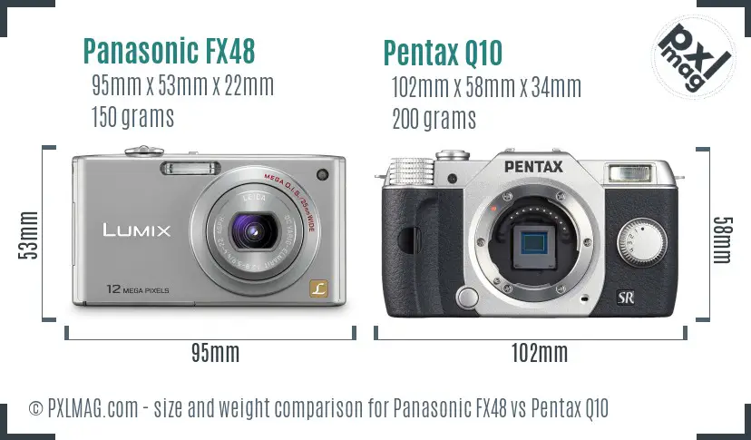 Panasonic FX48 vs Pentax Q10 size comparison