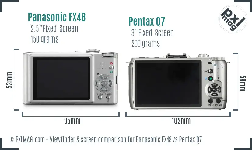 Panasonic FX48 vs Pentax Q7 Screen and Viewfinder comparison