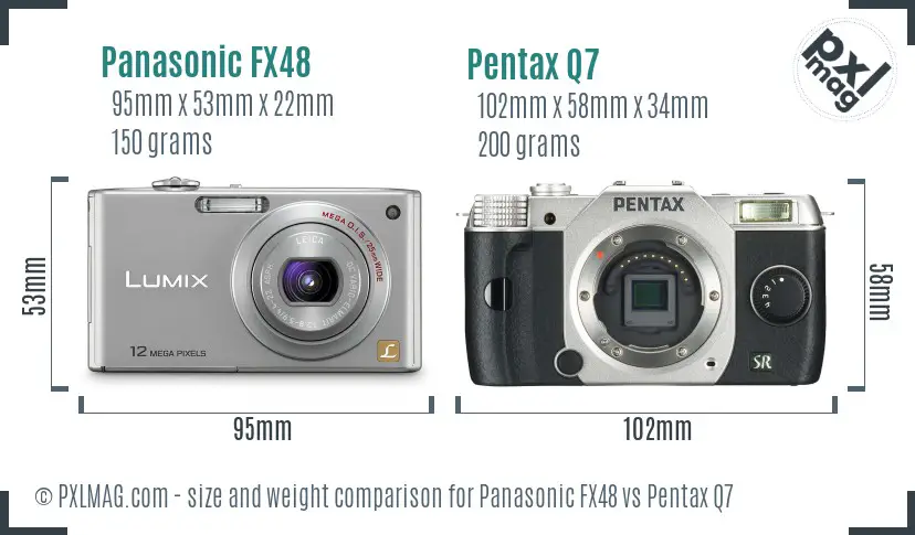 Panasonic FX48 vs Pentax Q7 size comparison