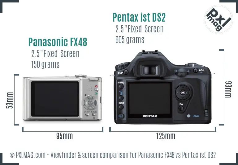 Panasonic FX48 vs Pentax ist DS2 Screen and Viewfinder comparison