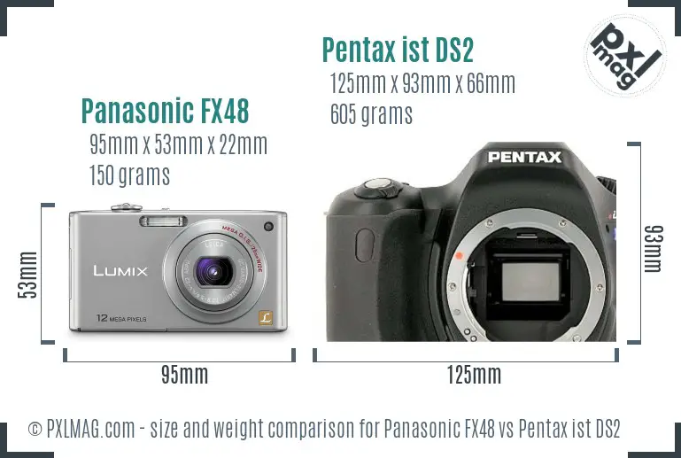 Panasonic FX48 vs Pentax ist DS2 size comparison