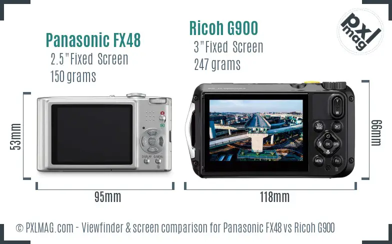 Panasonic FX48 vs Ricoh G900 Screen and Viewfinder comparison