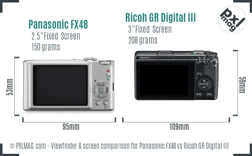 Panasonic FX48 vs Ricoh GR Digital III Screen and Viewfinder comparison Panasonic FX48 vs Ricoh GR Digital III Screen and Viewfinder comparison