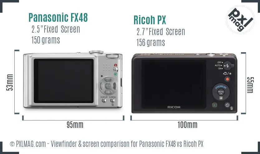 Panasonic FX48 vs Ricoh PX Screen and Viewfinder comparison Panasonic FX48 vs Ricoh PX Screen and Viewfinder comparison