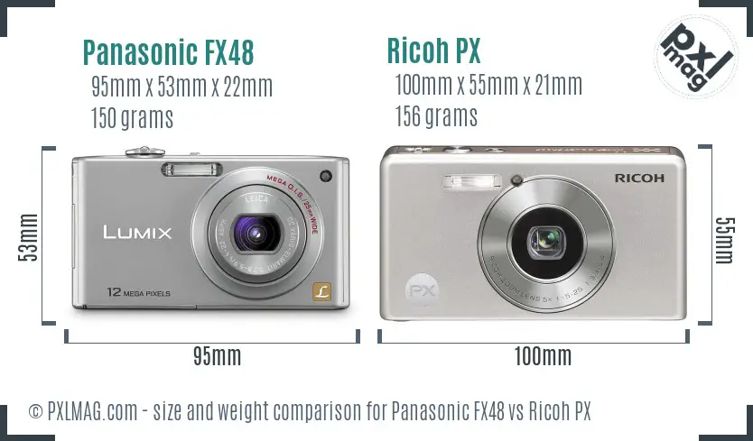 Panasonic FX48 vs Ricoh PX size comparison Panasonic FX48 vs Ricoh PX size comparison