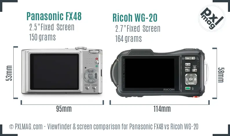 Panasonic FX48 vs Ricoh WG-20 Screen and Viewfinder comparison