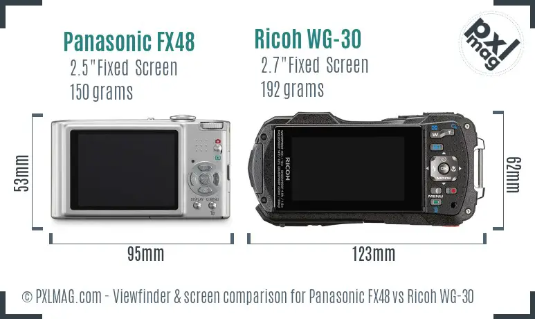 Panasonic FX48 vs Ricoh WG-30 Screen and Viewfinder comparison