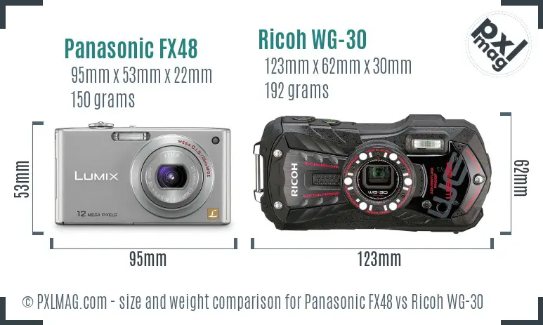 Panasonic FX48 vs Ricoh WG-30 size comparison