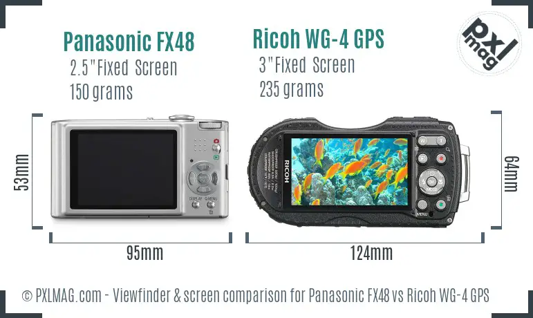 Panasonic FX48 vs Ricoh WG-4 GPS Screen and Viewfinder comparison