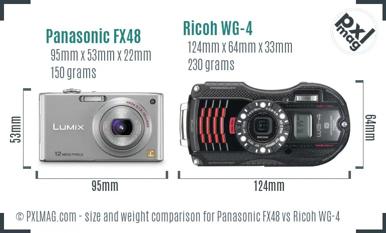 Panasonic FX48 vs Ricoh WG-4 size comparison