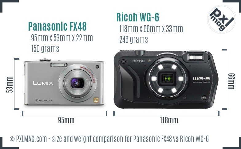 Panasonic FX48 vs Ricoh WG-6 size comparison