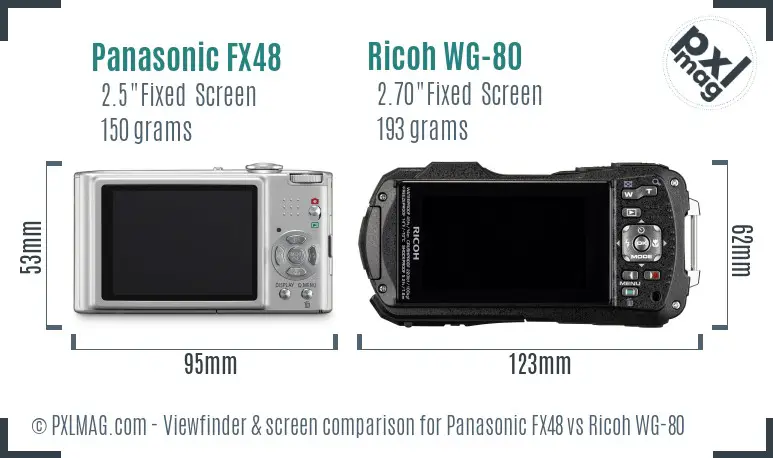 Panasonic FX48 vs Ricoh WG-80 Screen and Viewfinder comparison Panasonic FX48 vs Ricoh WG-80 Screen and Viewfinder comparison
