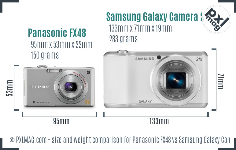 Panasonic FX48 vs Samsung Galaxy Camera 2 size comparison
