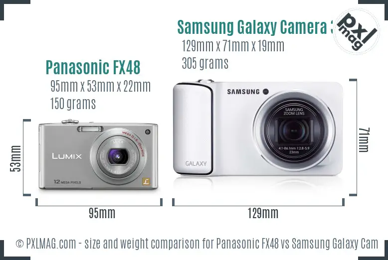 Panasonic FX48 vs Samsung Galaxy Camera 3G size comparison