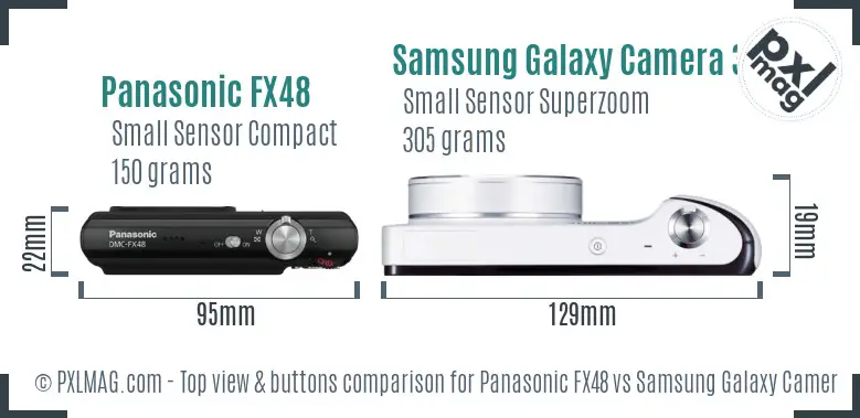 Panasonic FX48 vs Samsung Galaxy Camera 3G top view buttons comparison